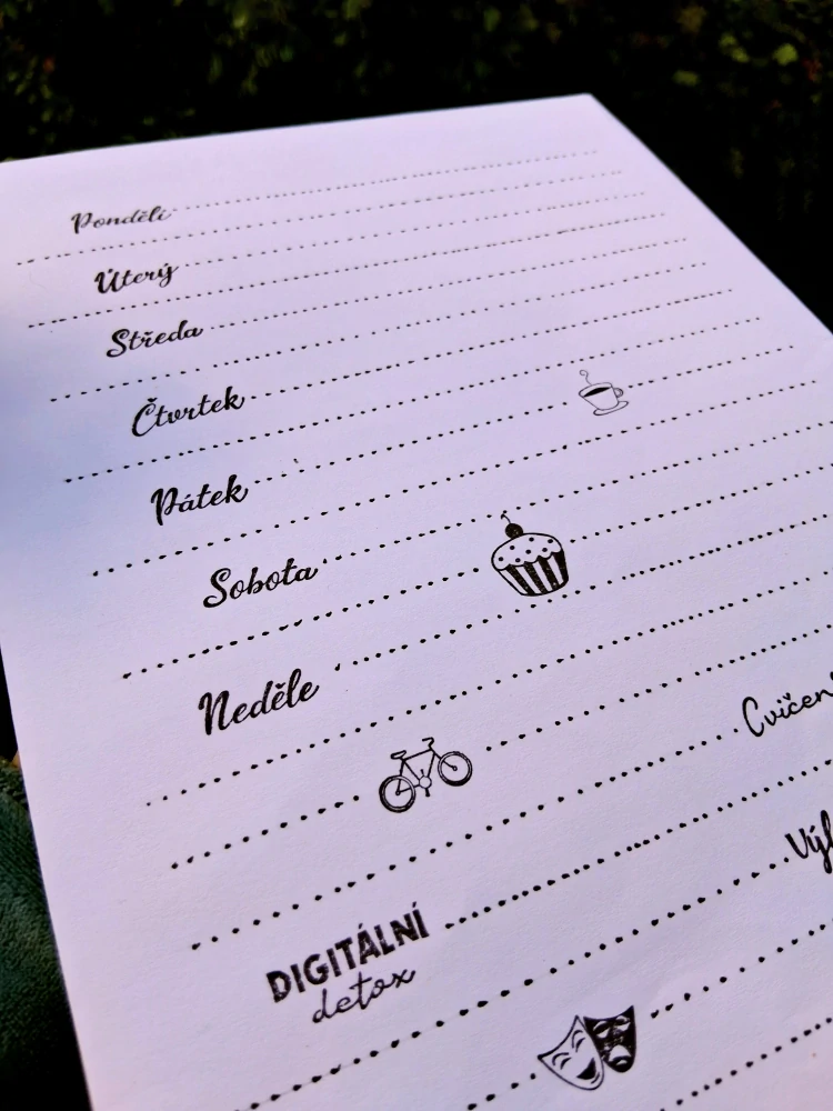 List do diáře týdenní
