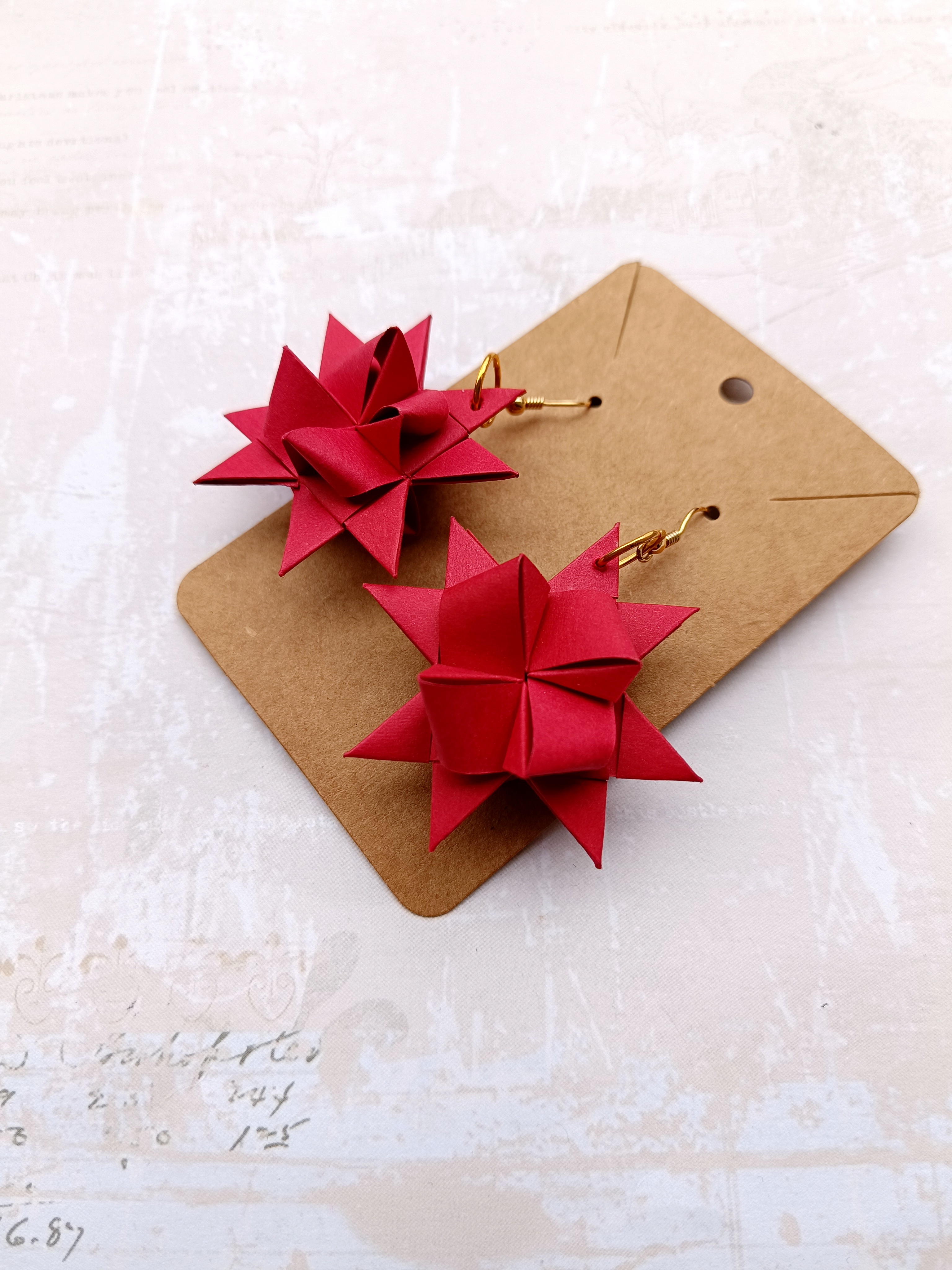 Origami náušnice červené