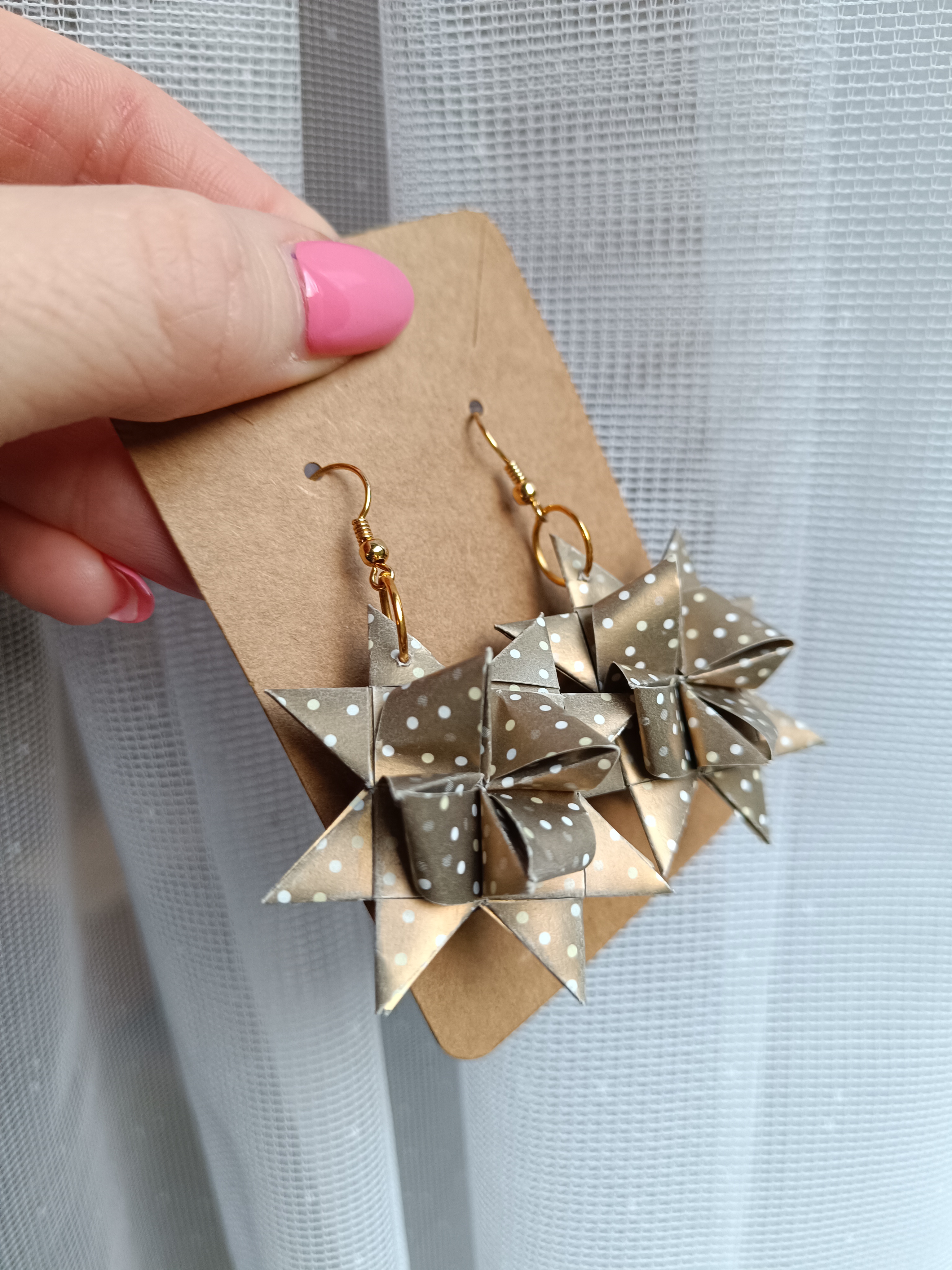 Origami náušnice hvězdičky zlaté