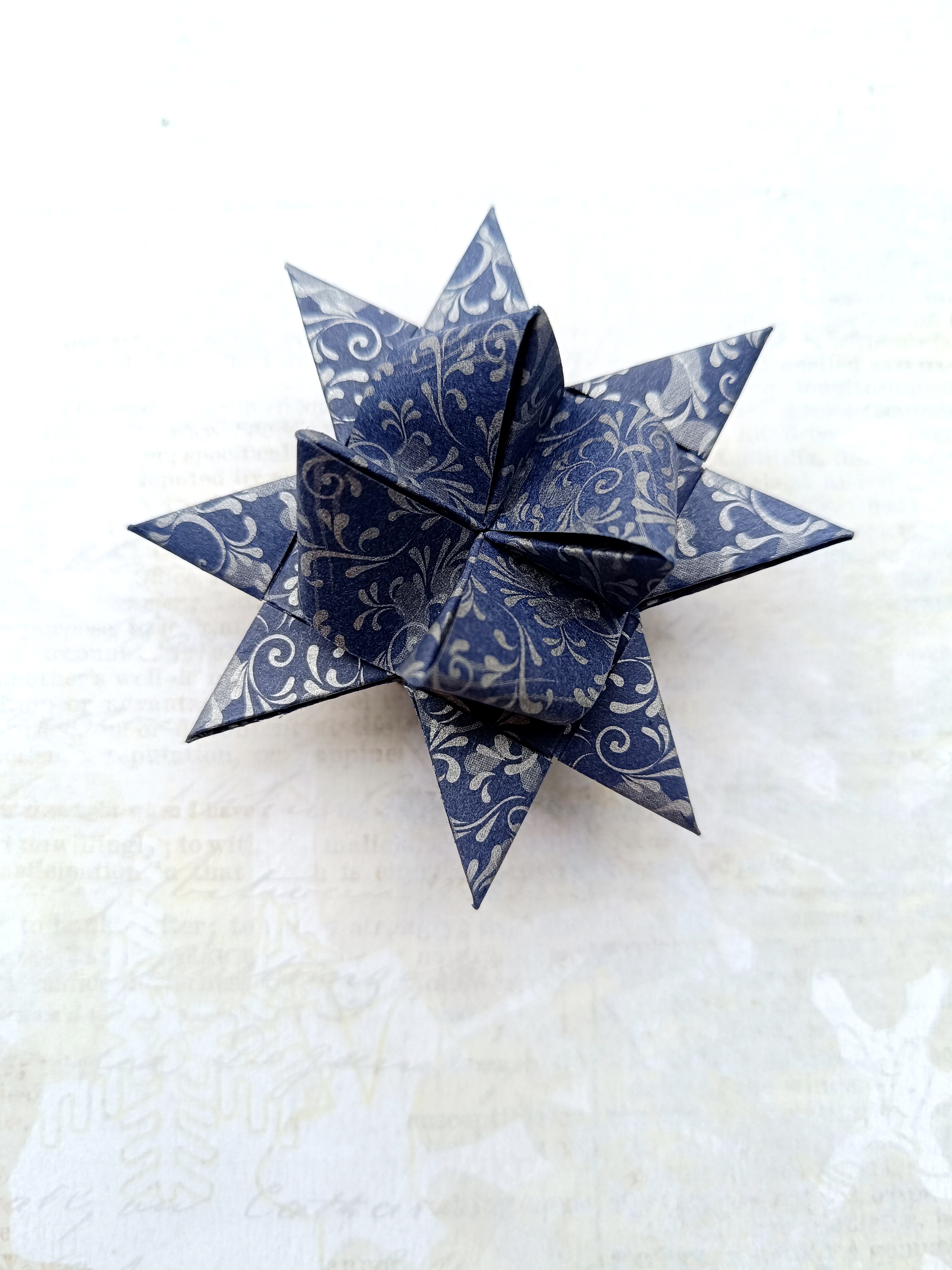 Origami hvězdička modrá / stříbrná