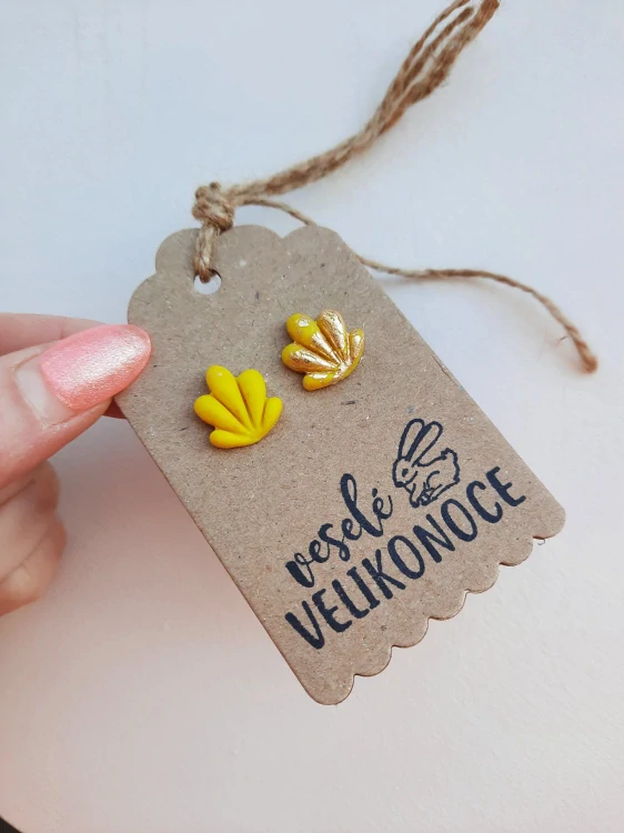 Náušnice pecičky žluté / Veselé VELIKONOCE