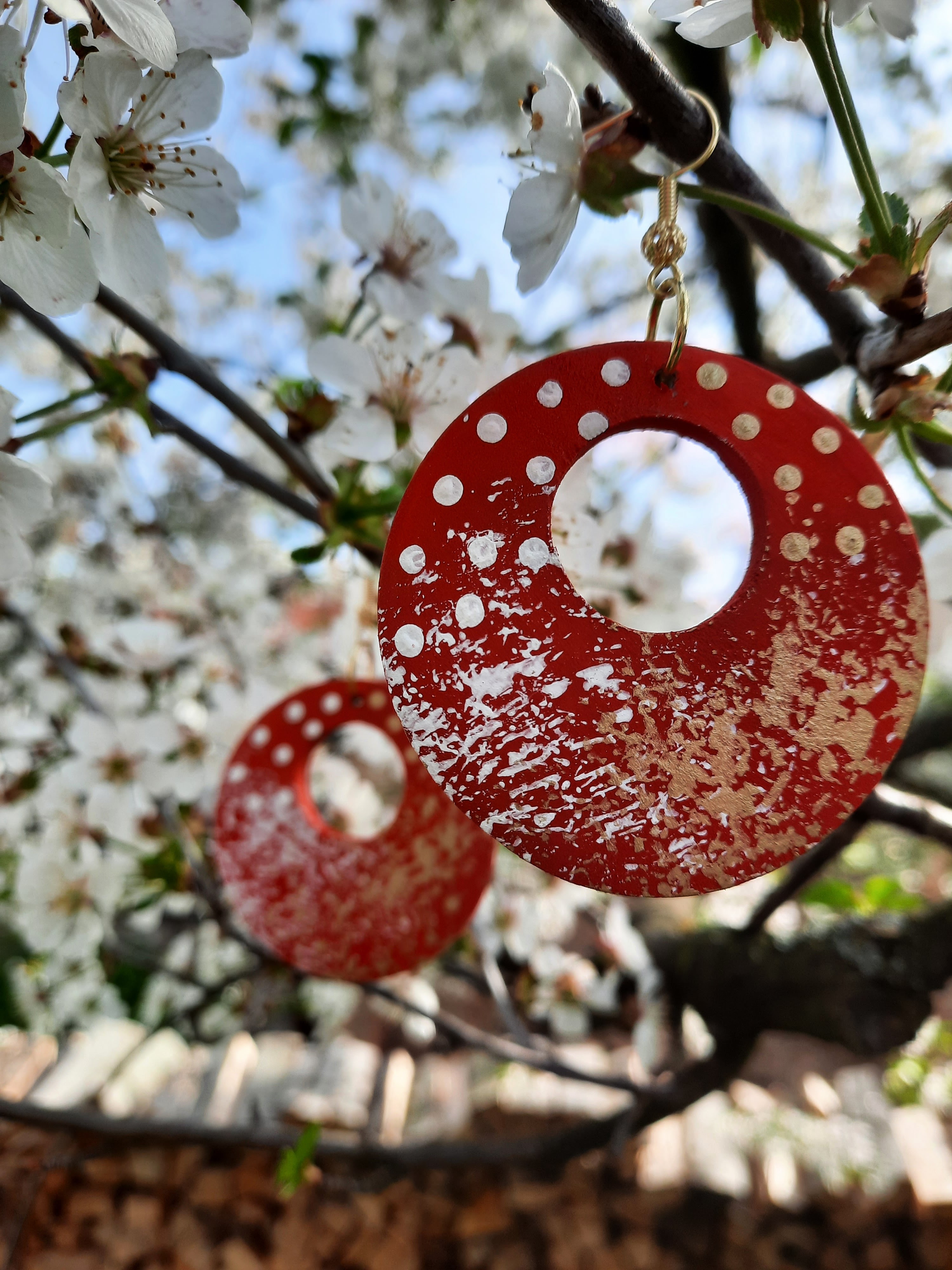 Náušnice donuty CHERRY RED