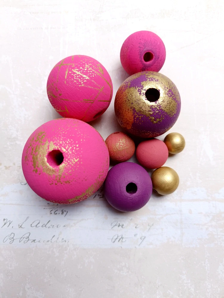 Korálky pink / gold / purple