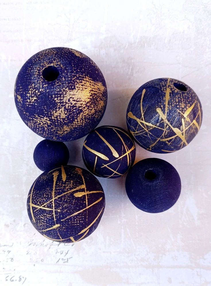 Korálky dark blue / gold