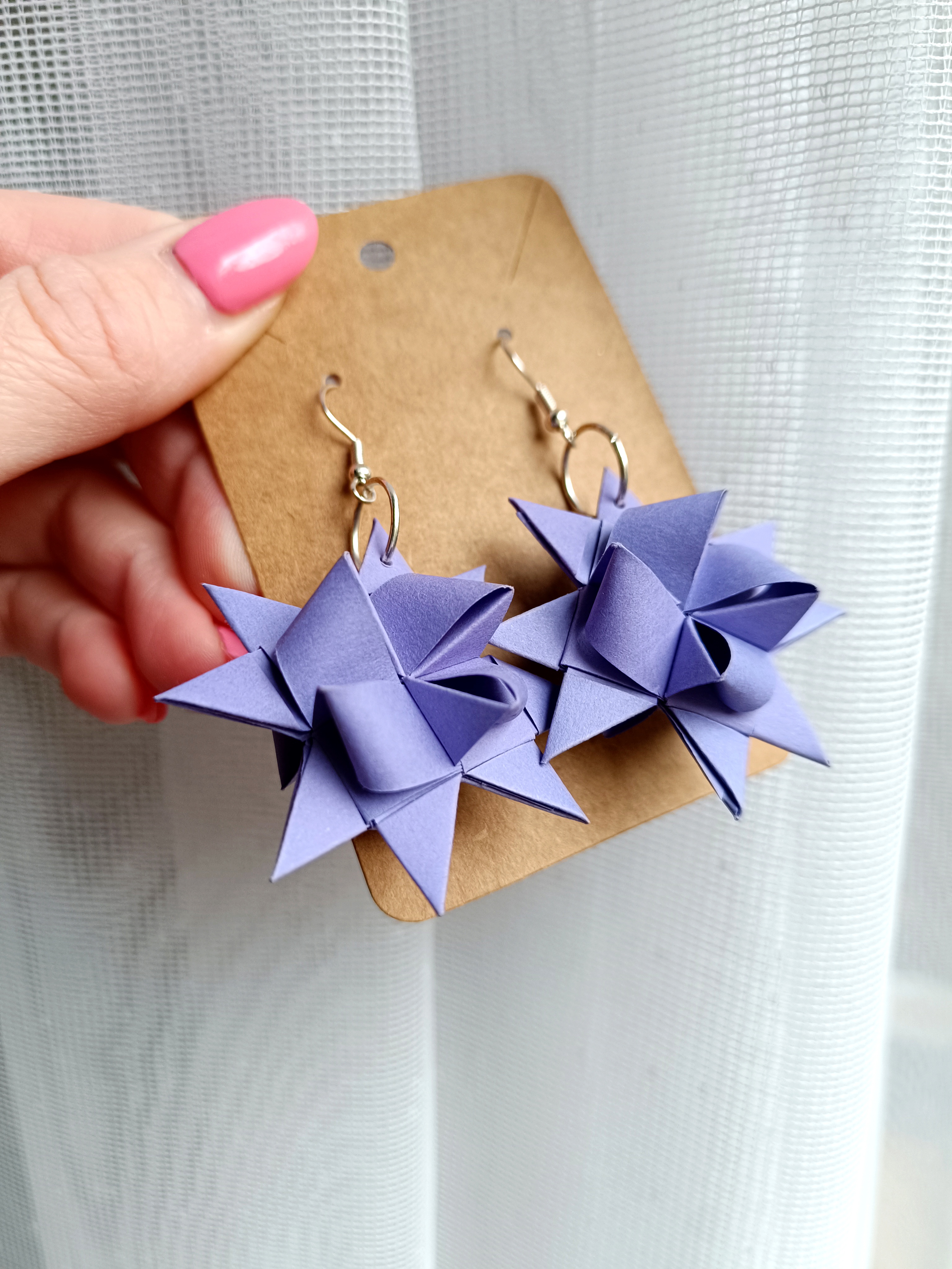 Origami náušnice hvězdičky fialové