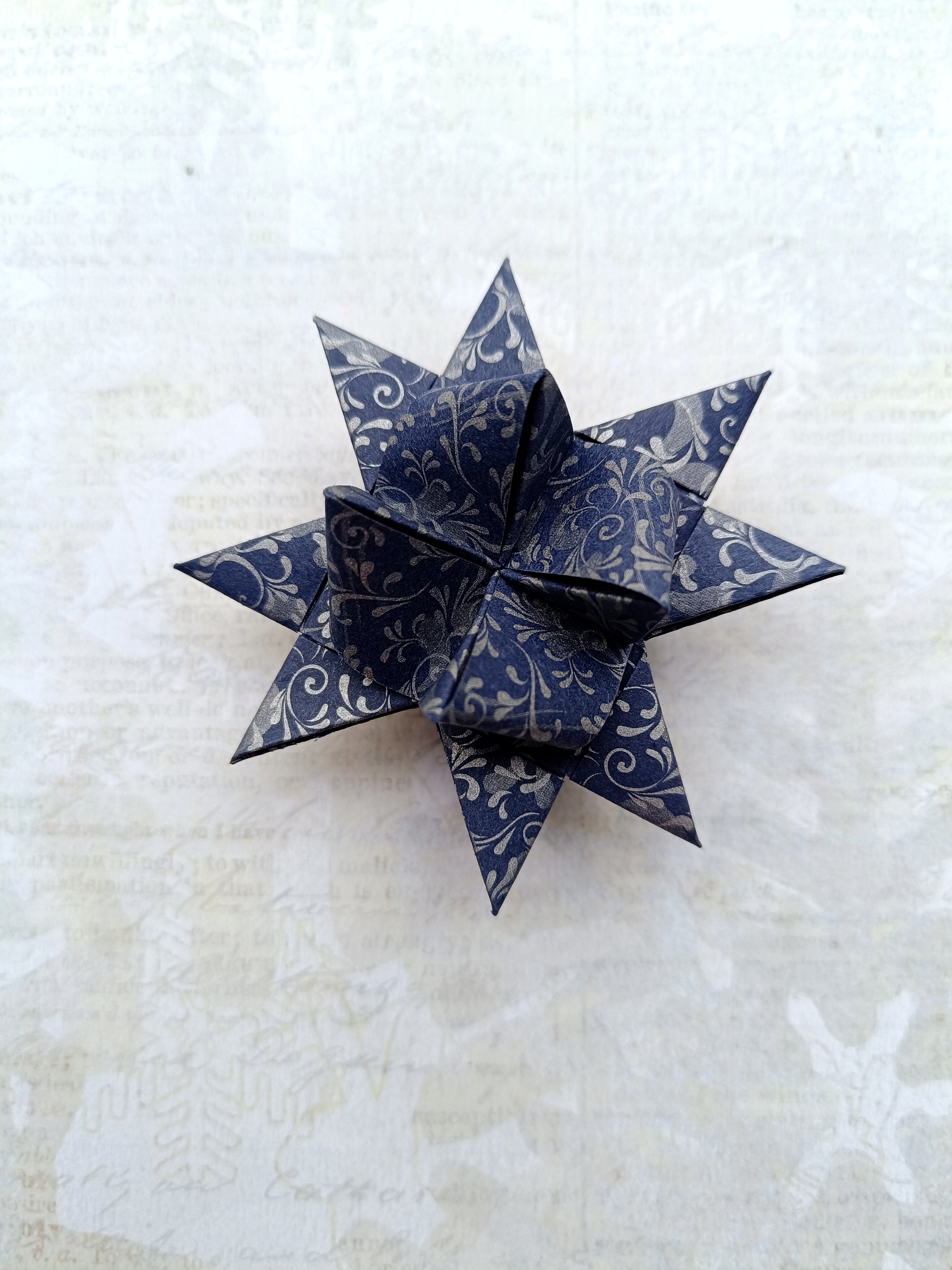 Origami hvězdička modrá / stříbrná