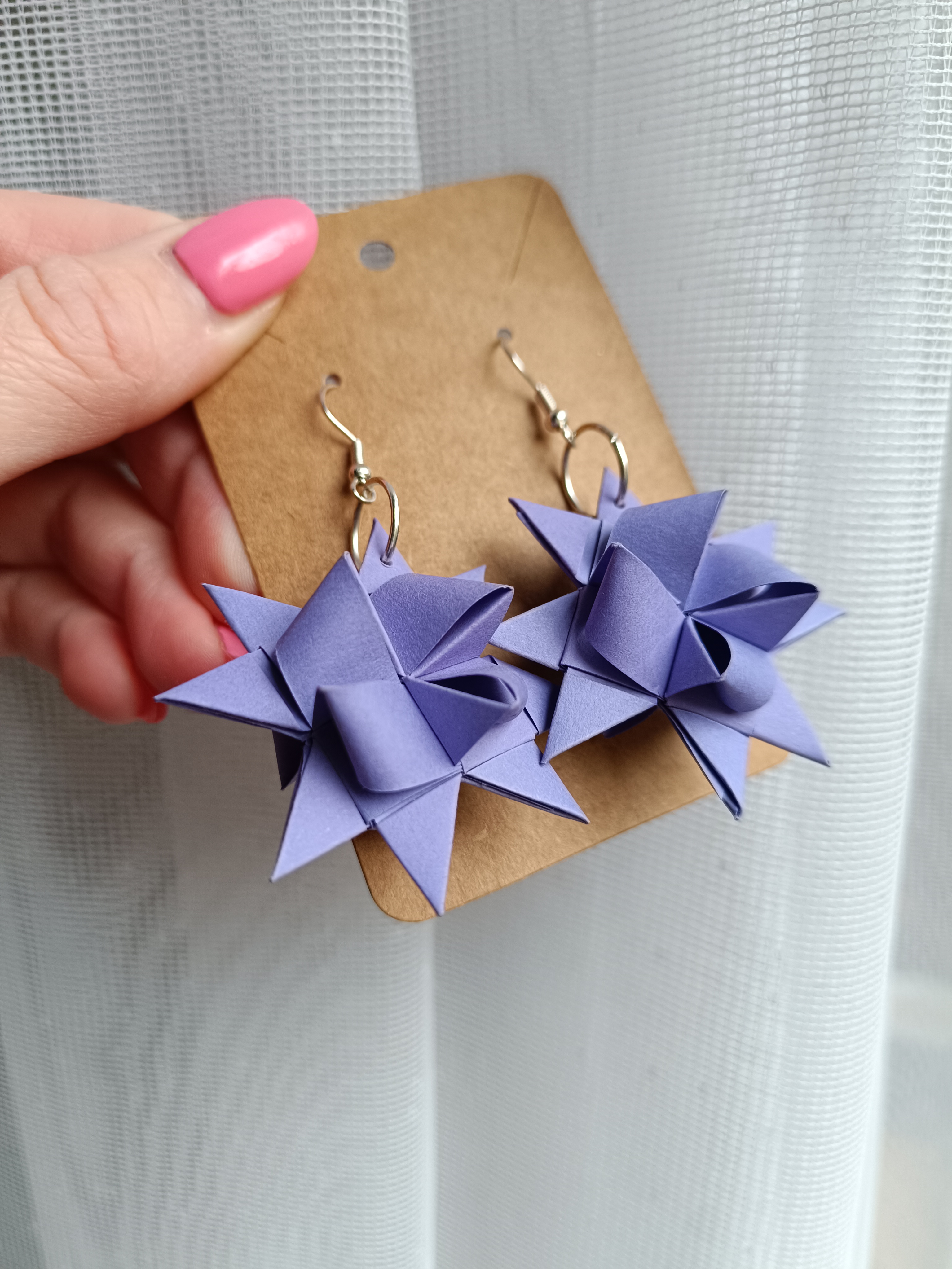 Origami náušnice hvězdičky fialové