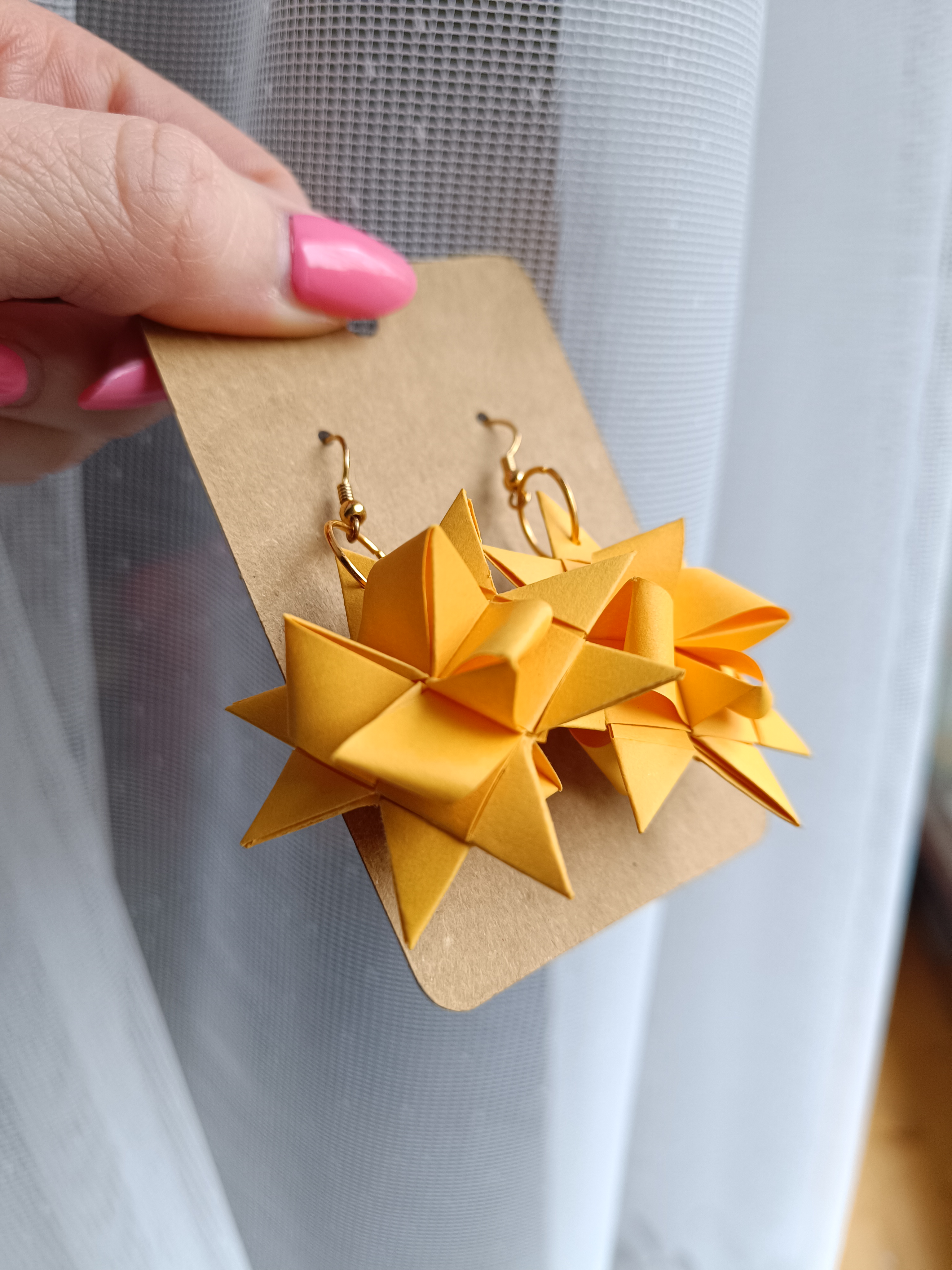 Origami náušnice hvězdičky žluté