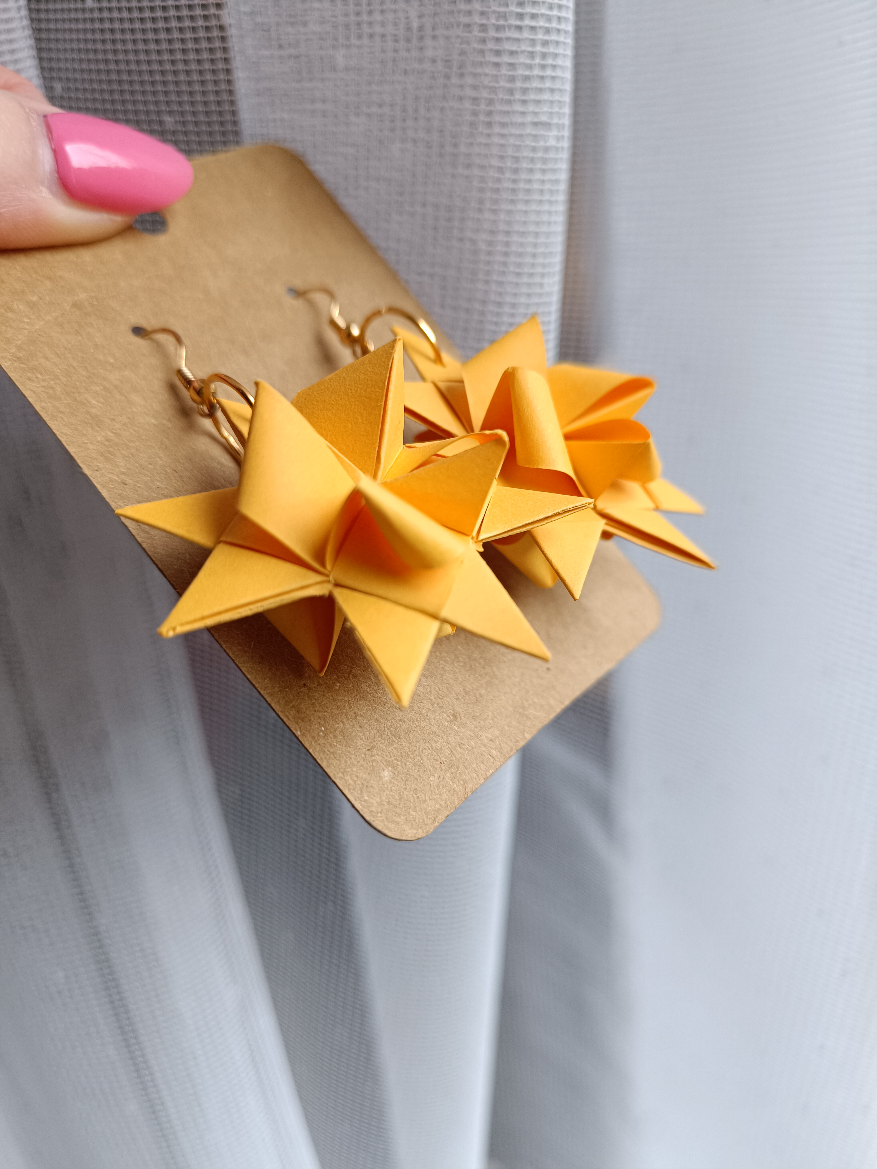 Origami náušnice hvězdičky žluté