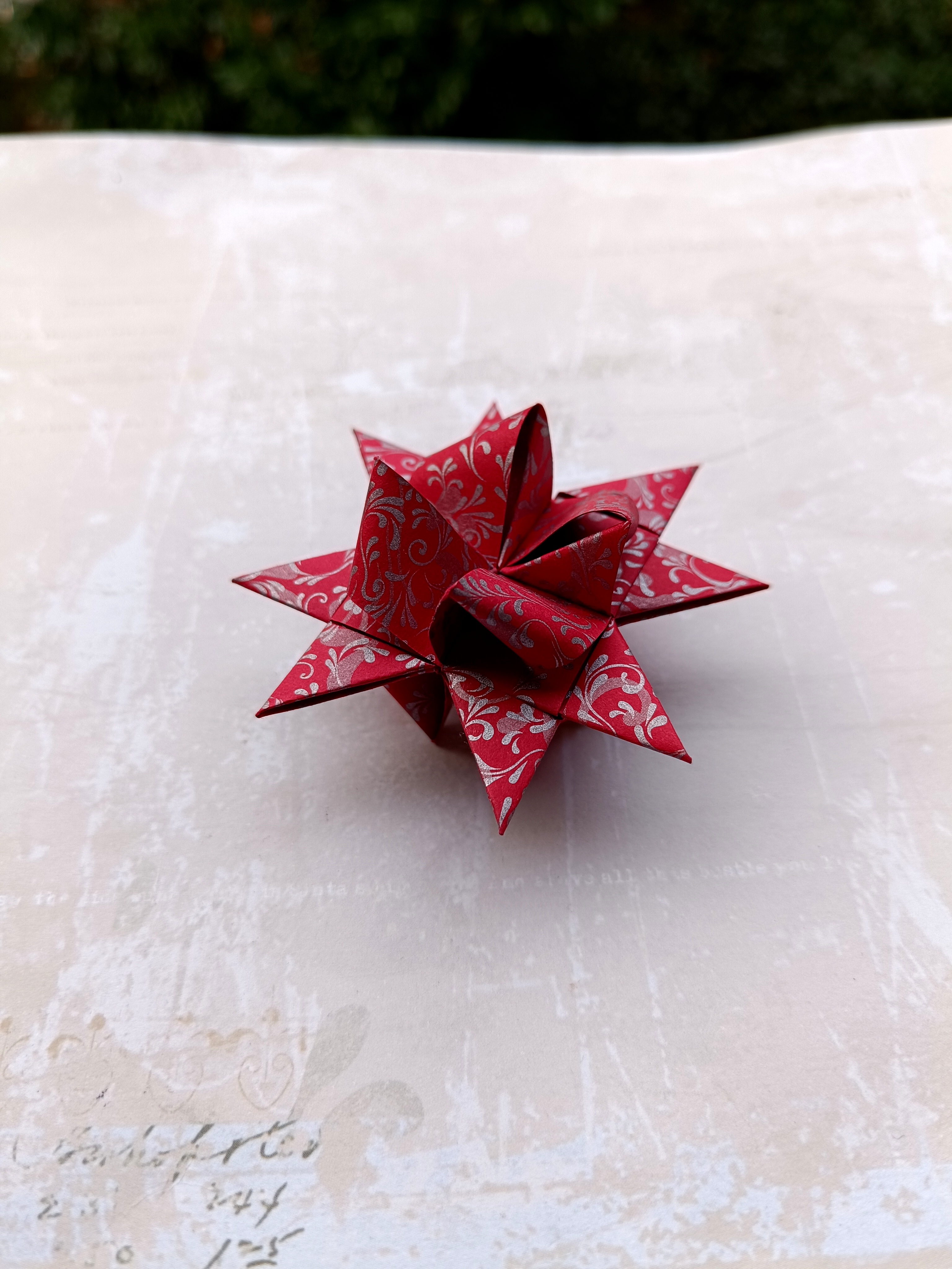 Origami hvězdička červená / stříbrná