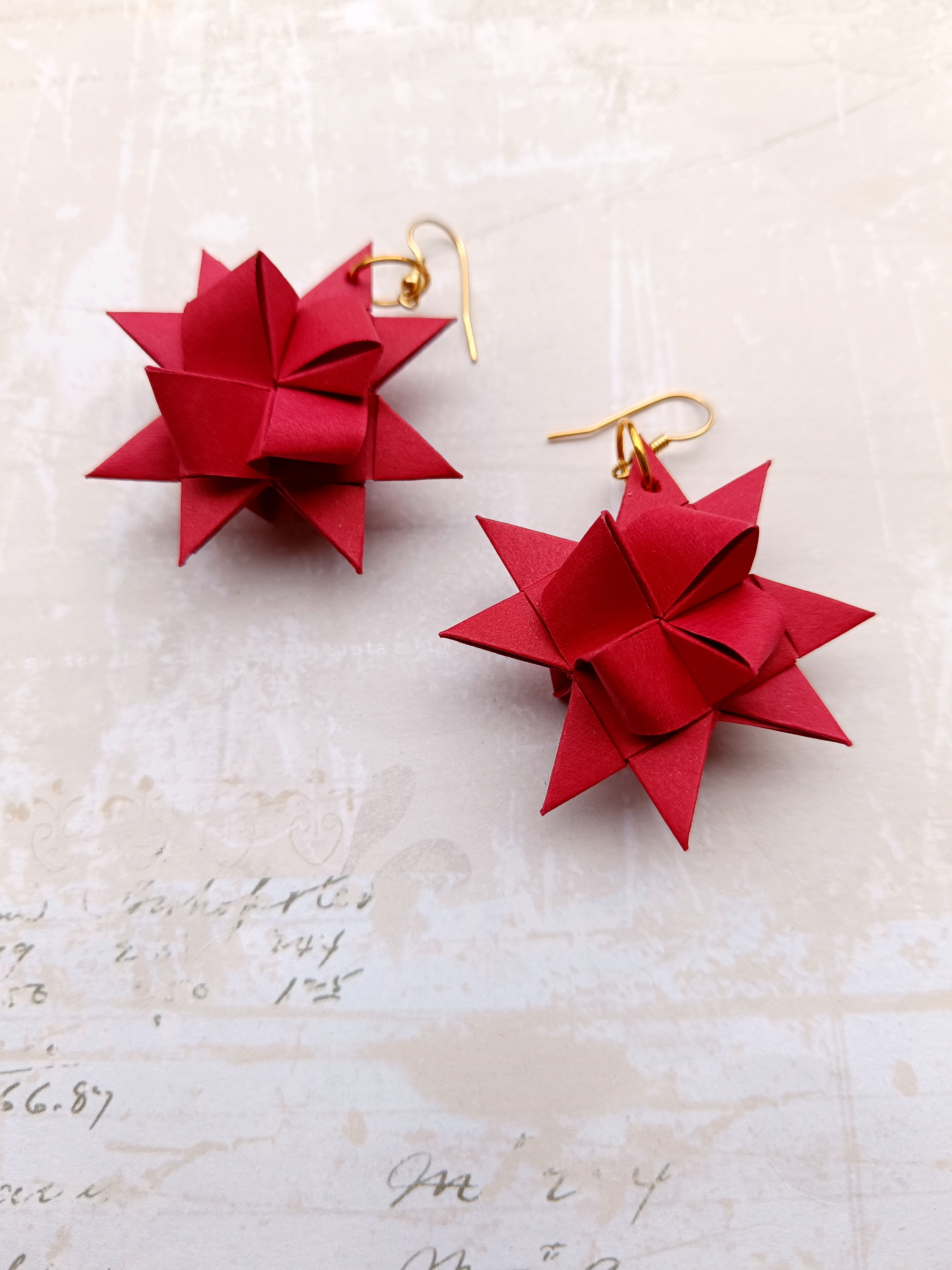 Origami náušnice červené