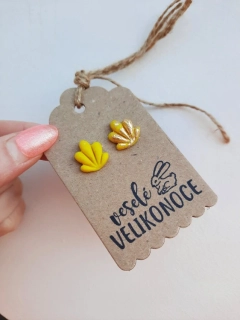 Náušnice pecičky žluté / Veselé VELIKONOCE